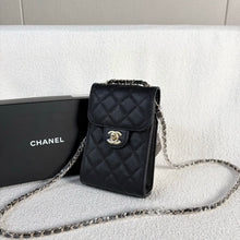 Load image into Gallery viewer, Chanel black caviar phone bag, light gold hdw