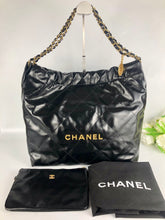 Load image into Gallery viewer, Chanel 22 medium black calfskin, gold hdw