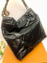 Load image into Gallery viewer, Chanel 22 medium black calfskin, gold hdw