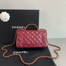 Load image into Gallery viewer, Chanel burgundy red mini 20cm with top handle, gold hdw