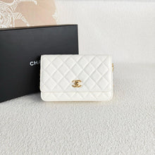 Load image into Gallery viewer, Chanel pearl crush (adjustable strap) wallet on chain woc white with gold hdw