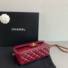 Load image into Gallery viewer, Chanel burgundy red mini 20cm with top handle, gold hdw