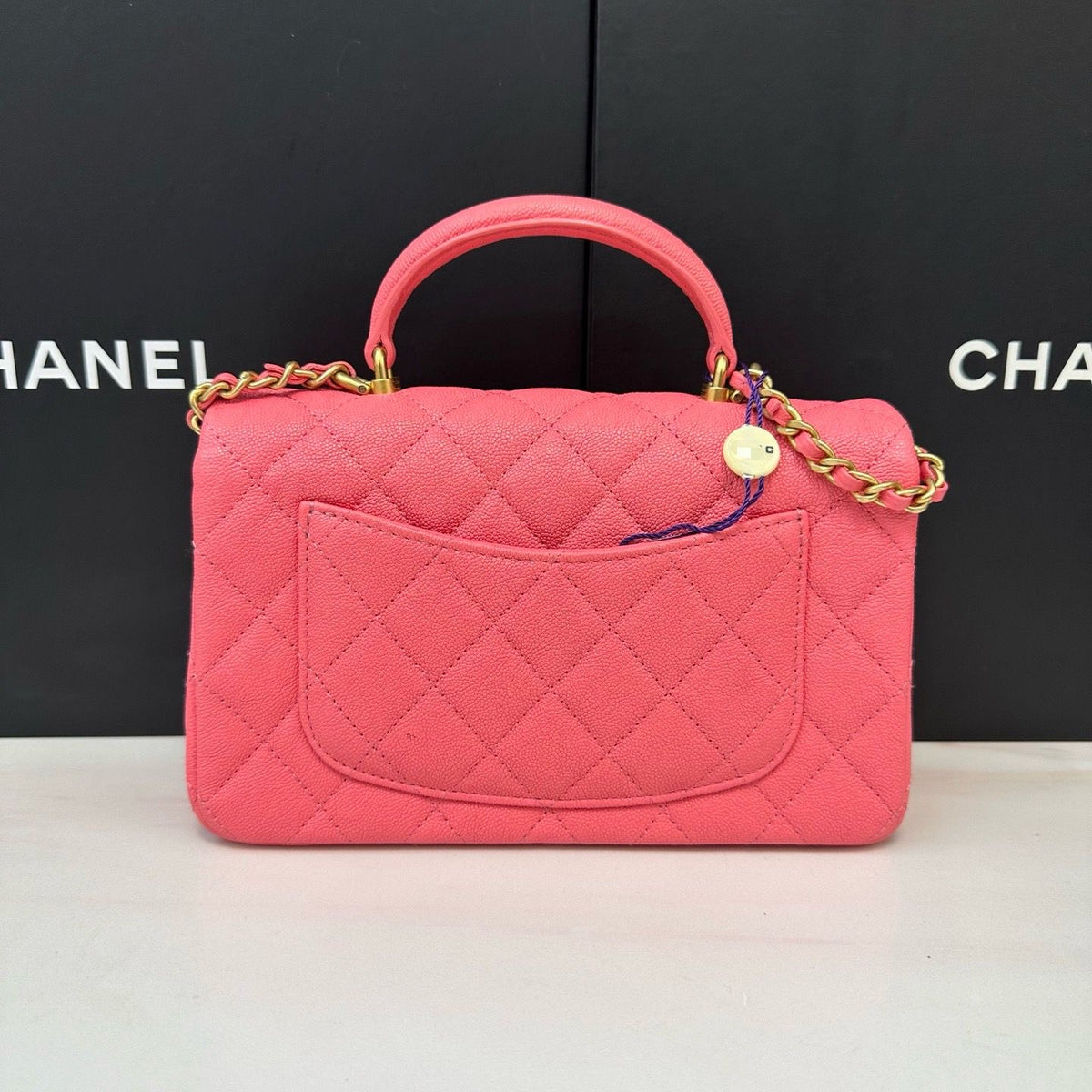 Pink Chanel Top Handle Caviar HOT COLOUR* Chanel 23P Barbie Pink