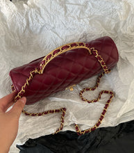 Load image into Gallery viewer, Chanel burgundy red mini 20cm with top handle, gold hdw.
