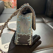 Load image into Gallery viewer, Chanel denim patchwork bag medium with silver hdw