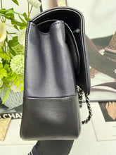 Load image into Gallery viewer, Chanel medium classic flap two tone black and blue with silver hdw.