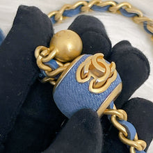 Load image into Gallery viewer, Chanel pearl crush denim wallet on chain (WOC), gold hdw