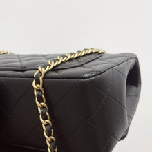 Load image into Gallery viewer, Chanel black mini lambskin, 20cm with top handle and gold hdw