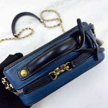 Load image into Gallery viewer, Chanel small blue filigree vanity, gold hdw