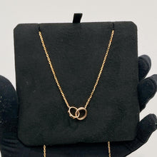 Load image into Gallery viewer, Cartier 18K rose gold double rings love pendant, half-paved diamond