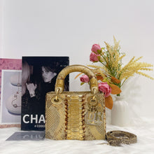 Load image into Gallery viewer, Lady Dior rare exotic snakeskin mini, gold hdw.
