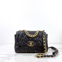 Load image into Gallery viewer, Chanel small lambskin 19, with gold studs, chip