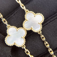 Load image into Gallery viewer, Van Cleef & Arpels (VCA) white mother of pearl 18k gold 10 motif vintage Alhambra necklace