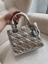Load image into Gallery viewer, Lady Dior small silver cannage lambskin, with silver hdw