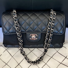 Load image into Gallery viewer, Chanel Black caviar small classic flap, silver hdw