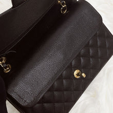 Load image into Gallery viewer, Chanel medium black caviar classic flap, gold hdw 28 series