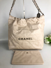 Load image into Gallery viewer, Chanel 22 small calfskin in ecru off white, matte silver hdw