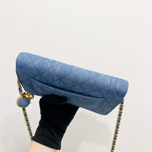 Load image into Gallery viewer, Chanel pearl crush denim wallet on chain (WOC), gold hdw