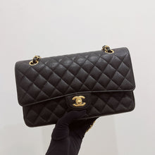 Load image into Gallery viewer, Chanel medium black caviar classic flap, gold hdw 28 series