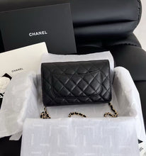 Load image into Gallery viewer, Chanel black caviar microchip WOC (wallet on chain) with gold hdw