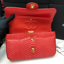 Load image into Gallery viewer, Chanel 17c Exotic red Python medium flap, with gold hdw
