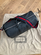 Load image into Gallery viewer, Gucci large black supreme duffle bag, with strap