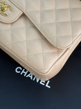 Load image into Gallery viewer, Chanel double flap jumbo beige caviar with gold hardware.
