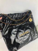 Load image into Gallery viewer, Chanel 22 medium black calfskin, gold hdw