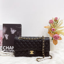 Load image into Gallery viewer, Chanel medium black caviar classic flap, gold hdw 28 series
