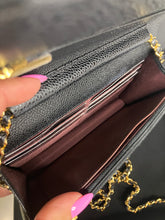 Load image into Gallery viewer, Chanel black caviar 28 series magnetic wallet on chain (WOC) with gold hdw