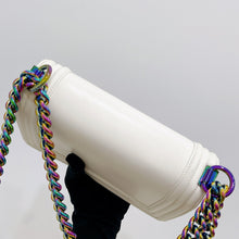 Load image into Gallery viewer, Chanel rare LED white medium boy bag with rainbow iridescent hdw
