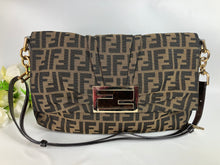 Load image into Gallery viewer, Fendi Mia Tobacco Zucca Print Canvas Large Flap Shoulder Bag