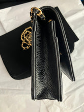 Load image into Gallery viewer, Chanel microchip black caviar WOC, wallet on chain, with gold hardware (no box)