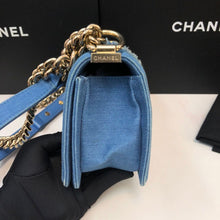 Load image into Gallery viewer, Chanel denim small boy, aged gold hdw