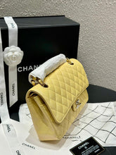 Load image into Gallery viewer, Chanel medium classic flap yellow caviar, gold hdw