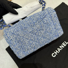 Load image into Gallery viewer, Chanel blue tweed mini, silver hdw chip