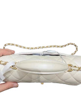 Load image into Gallery viewer, Rare Chanel white mini lambskin, with top handle and gold hdw