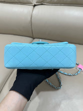 Load image into Gallery viewer, Chanel neon blue lambskin mini rectangular, silver hdw