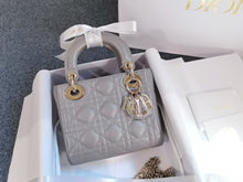 Load image into Gallery viewer, Lady Dior mini pearl grey with gold hdw