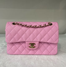 Load image into Gallery viewer, Chanel pink small caviar classic flap, gold hdw.