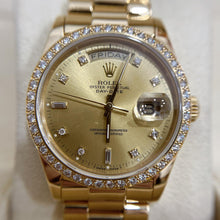Load image into Gallery viewer, Rare Vintage Rolex Day-Date 18048 36mm 18K Yellow Gold Diamond Champagne Dial Watch