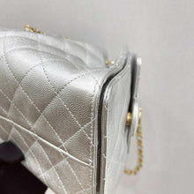 Load image into Gallery viewer, Chanel 25 small in rare silver caviar, aged gold hdw