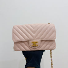 Load image into Gallery viewer, Chanel pink mini calfskin chevron, with gold hdw