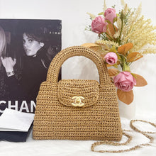 Load image into Gallery viewer, Chanel 26C Raffia Large Kelly, with gold hdw