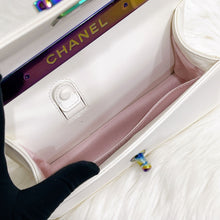 Load image into Gallery viewer, Chanel rare LED white medium boy bag with rainbow iridescent hdw