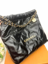 Load image into Gallery viewer, Chanel 22 medium black calfskin, gold hdw