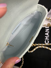 Load image into Gallery viewer, Chanel mint green iridescent caviar mini 24p sweetheart, with gold hdw