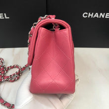 Load image into Gallery viewer, Chanel pink mini square lambskin with silver hardware