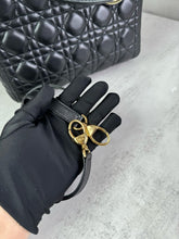 Load image into Gallery viewer, Lady Dior medium black Cannage lambskin with gold hdw