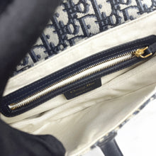 Load image into Gallery viewer, Dior blue oblique monogram jacquard medium saddle bag, with gold hardware